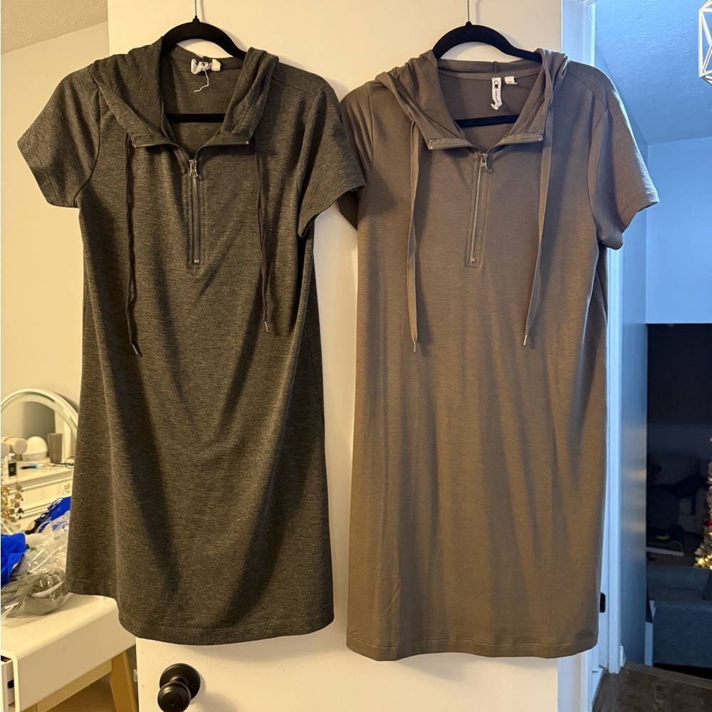 Cable & Gauge Gray and Olive Green Short Casual Dresses